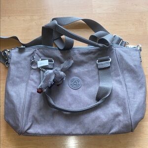 Kipling Gray Shoulder Bag with Signature Charm